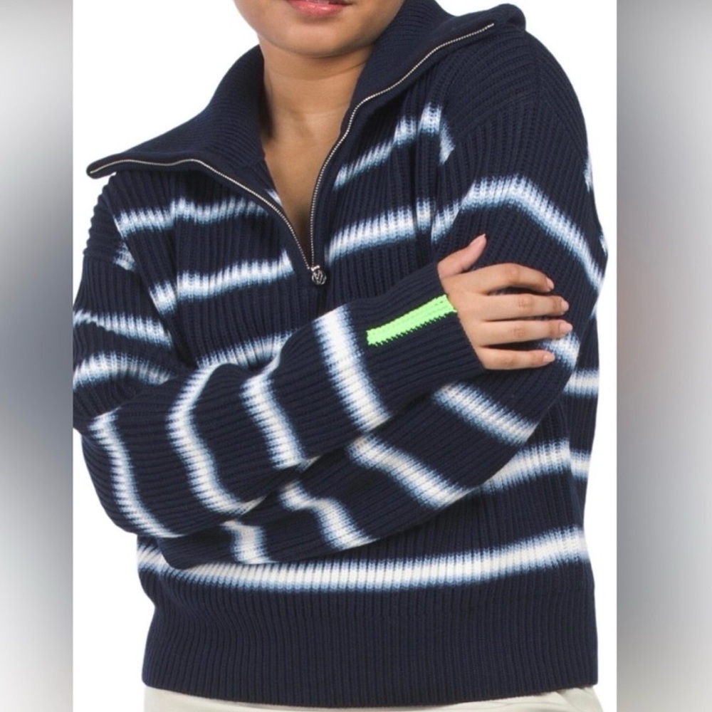 G/Fore Womens Gradient Stripe Funnel Neck Wool Quarter Zip Sweater-Small-EUC